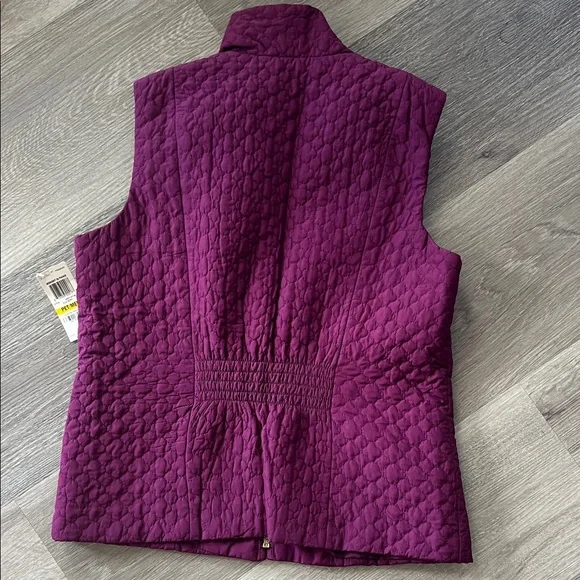Charter Club Midnight In Paris Quilted Açaí Berry Sleeveless Vest Zip Front Med - Picture 4 of 4